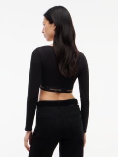 Tommy Jeans Logo Tape Ribbed Crop Top — Black 4