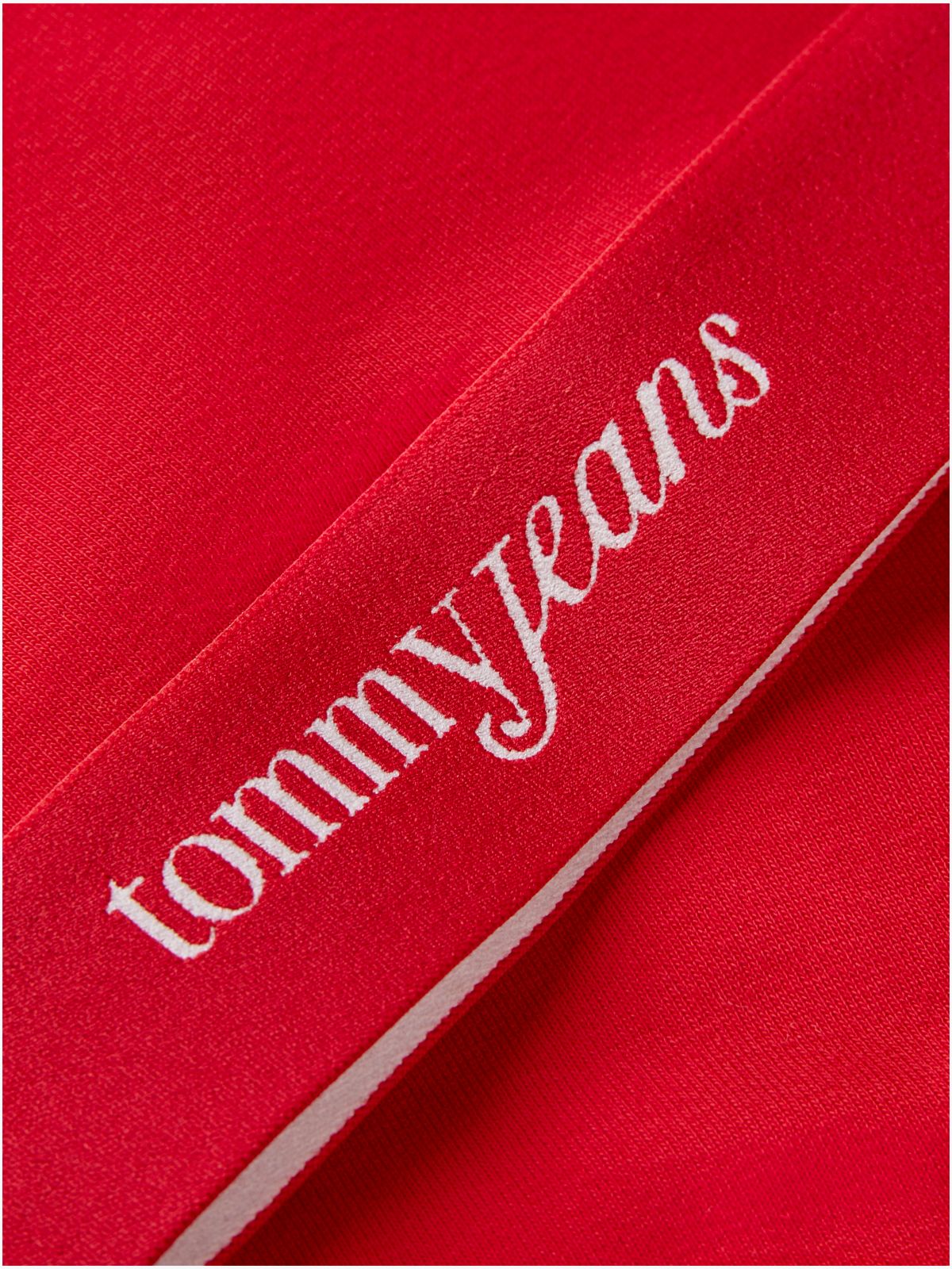 Tommy Jeans Logo Tape Ribbed Crop Top — Lavish Red