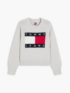 Tommy Jeans Intarsia Flag Logo Sweater — Ice Grey Heather 5