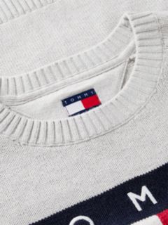 Tommy Jeans Intarsia Flag Logo Sweater — Ice Grey Heather 6