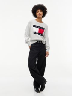 Tommy Jeans Intarsia Flag Logo Sweater — Ice Grey Heather 2