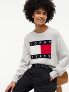 Tommy Jeans Intarsia Flag Logo Sweater — Ice Grey Heather 3