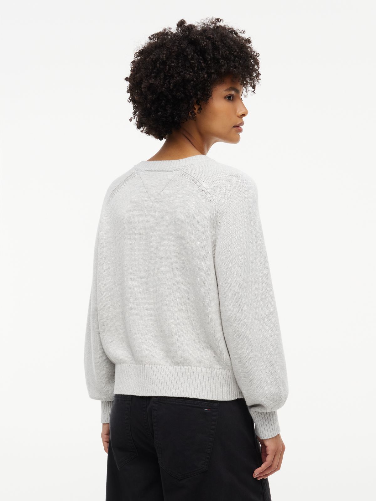 Tommy Jeans Intarsia Flag Logo Sweater — Ice Grey Heather