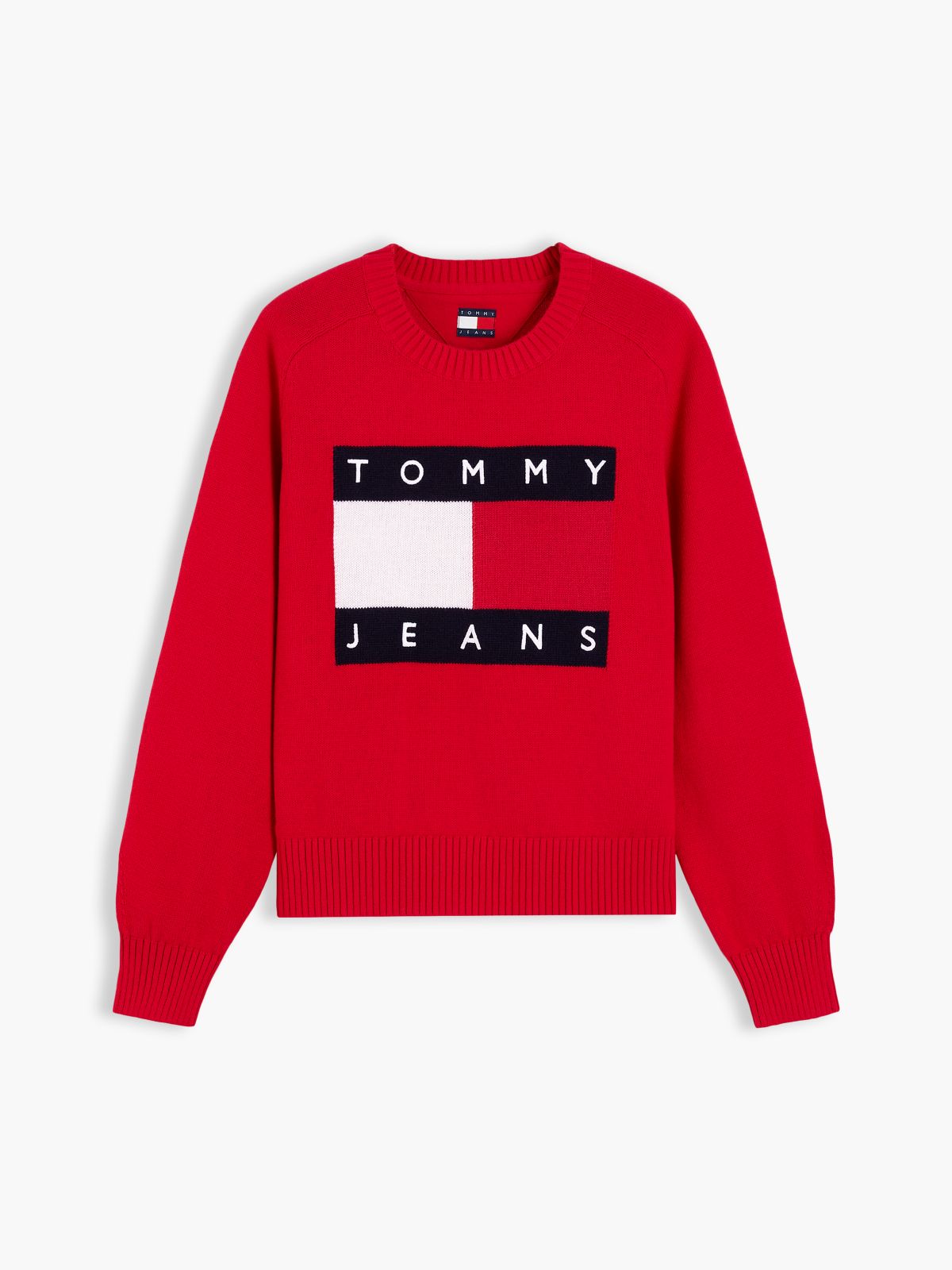 Tommy Jeans Intarsia Flag Logo Sweater — Lavish Red