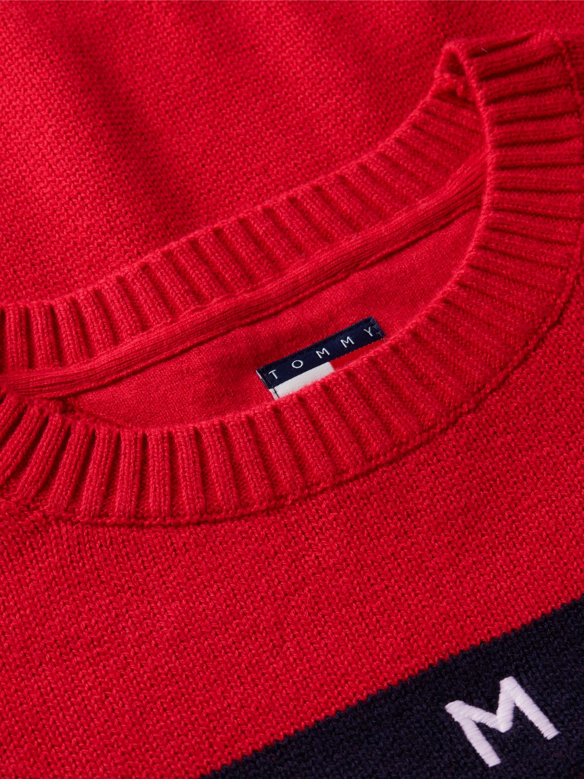 Tommy Jeans Intarsia Flag Logo Sweater — Lavish Red