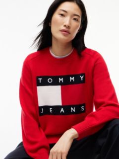 Tommy Jeans Intarsia Flag Logo Sweater — Lavish Red 3
