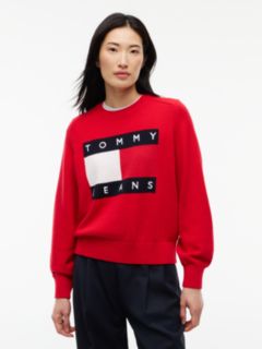 Tommy Jeans Intarsia Flag Logo Sweater — Lavish Red 1
