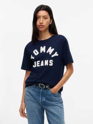Tommy Jeans Stitched Arch Logo T-Shirt, Dark Blue