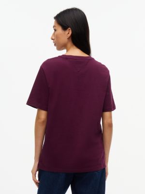 Женская футболка Tommy Jeans Stitched Arch Logo, цвет: Ягодный — фото 4