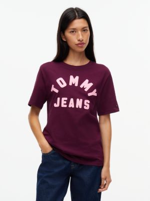 Tommy Jeans Stitched Arch Logo T-Shirt, Calypso Berry