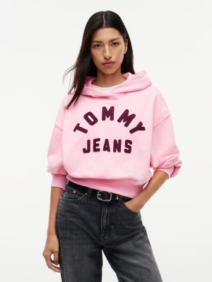 Tommy Jeans Distressed Logo Hoodie, Pink Sugar