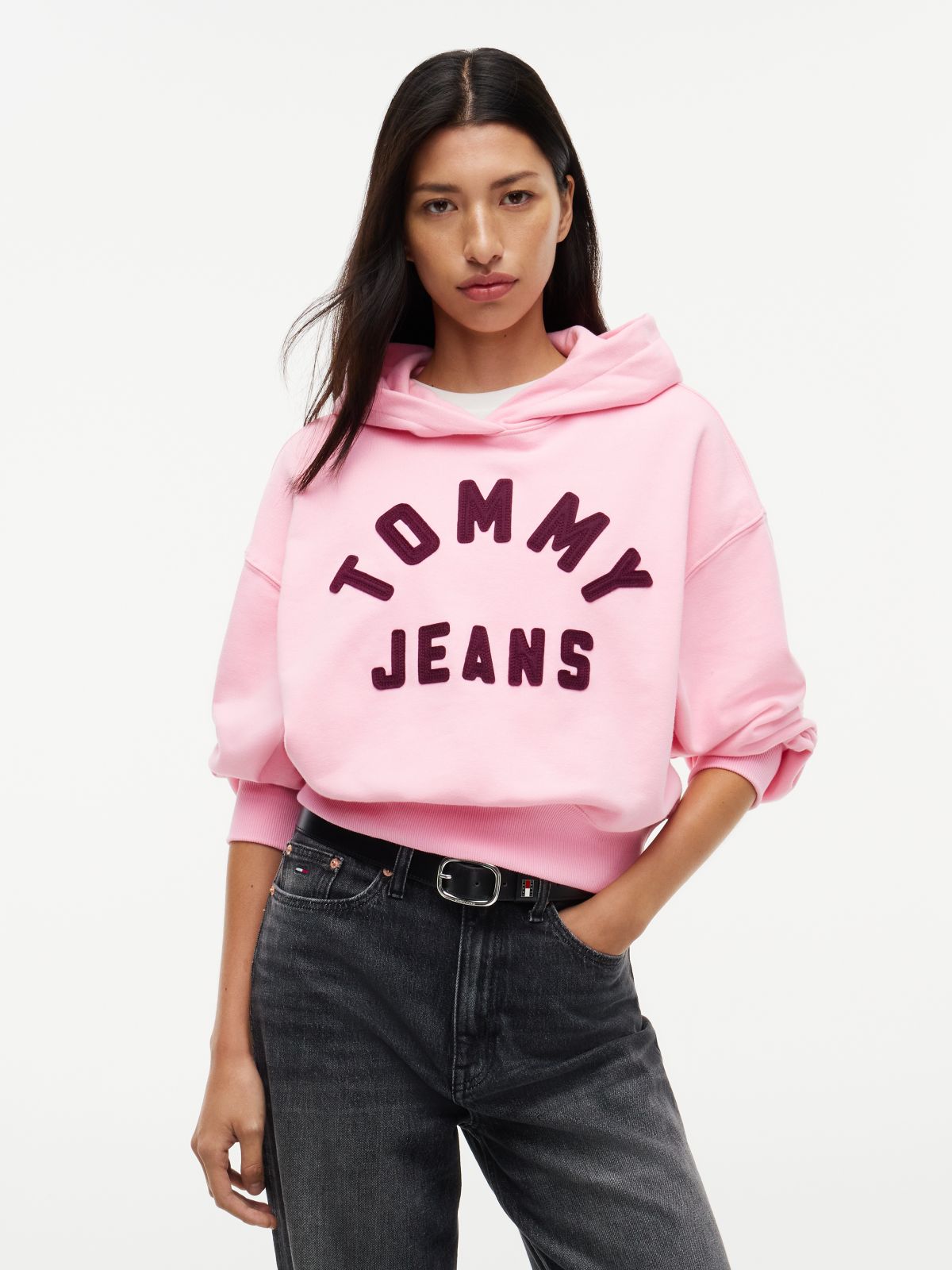 Tommy Jeans Distressed Logo Hoodie — Pink Sugar