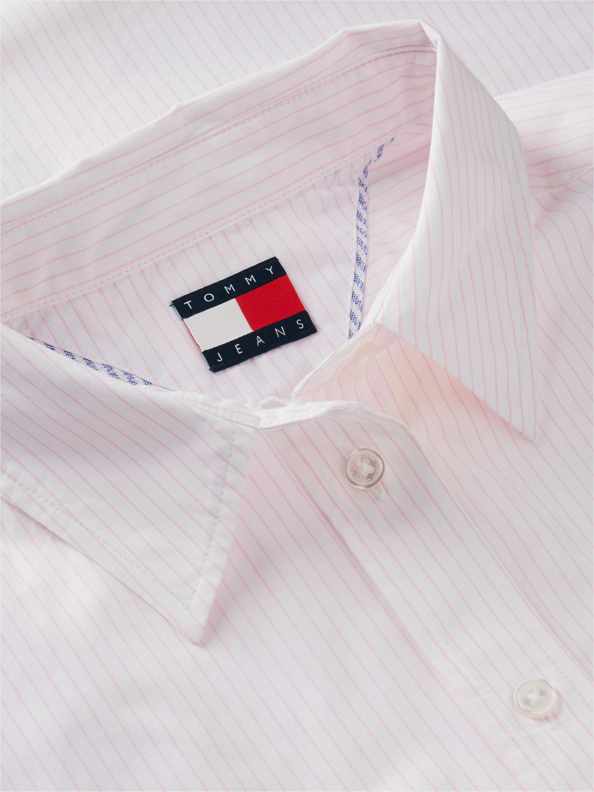 Tommy Jeans Relaxed Fit Poplin Shirt — Pink Stripe