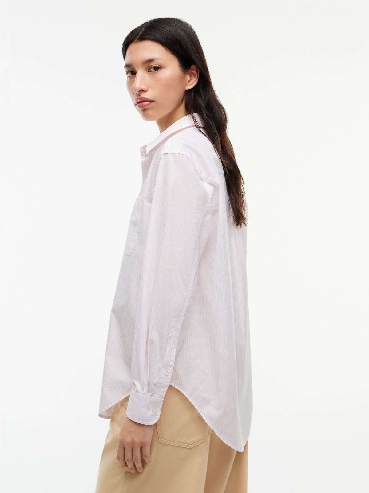 Tommy Jeans Relaxed Fit Poplin Shirt — Pink Stripe
