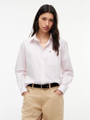Tommy Jeans Relaxed Fit Poplin Shirt, Pink Stripe
