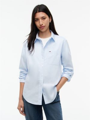 Tommy Jeans Relaxed Fit Poplin Shirt, Sheer Blue
