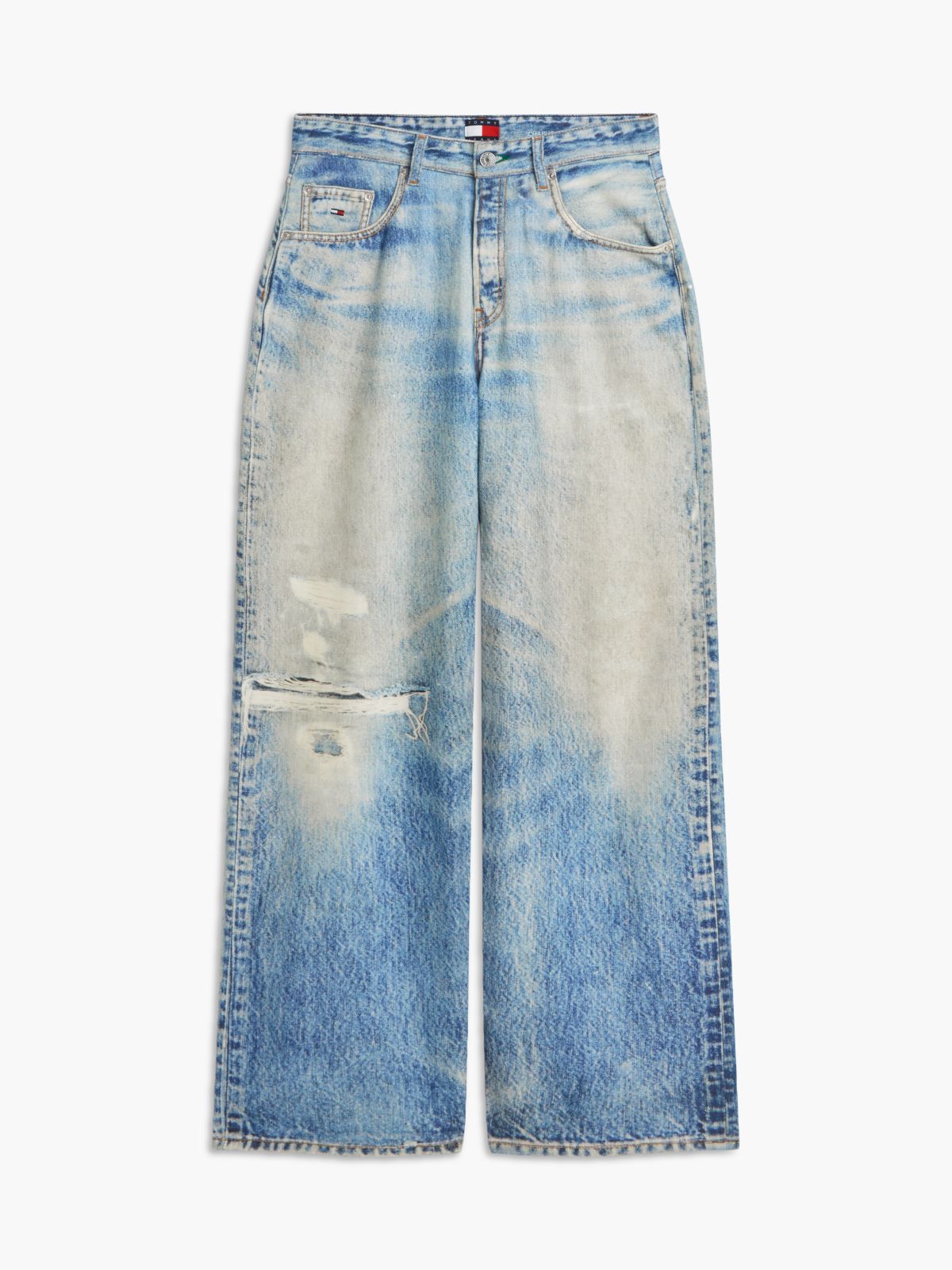 Tommy Jeans Distressed Wide Leg Jean — Denim Medium