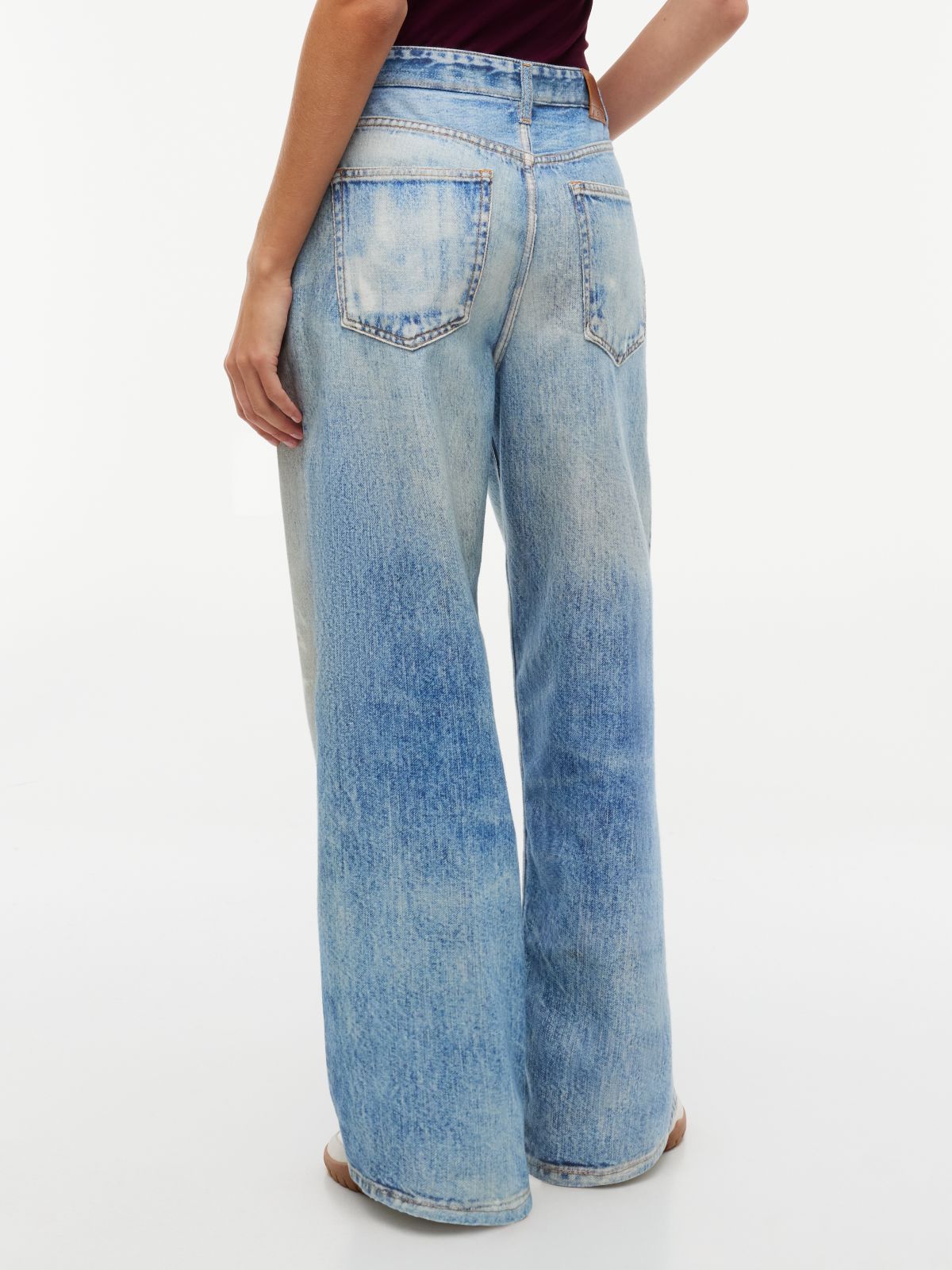 Tommy Jeans Distressed Wide Leg Jean — Denim Medium