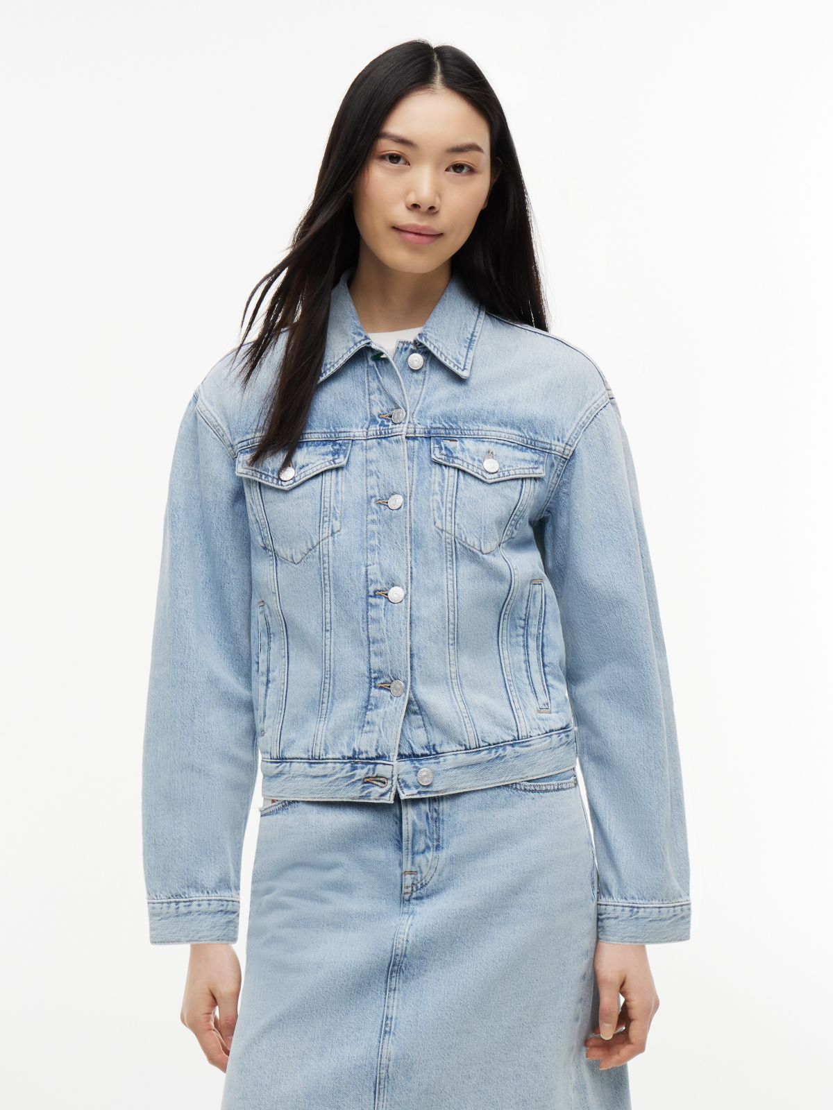 Tommy Jeans Flag Logo Denim Jacket — Denim Light