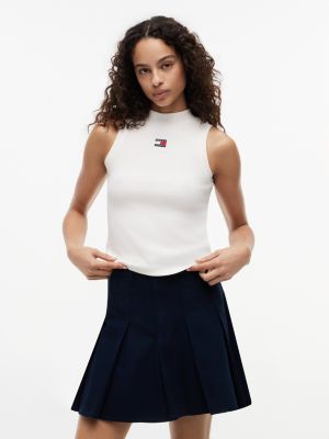 Tommy Jeans Slim Fit Mockneck Tank Top, Ancient White