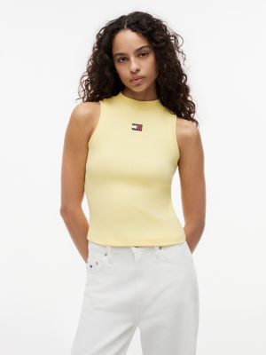 Tommy Jeans Slim Fit Mockneck Tank Top, Citronella
