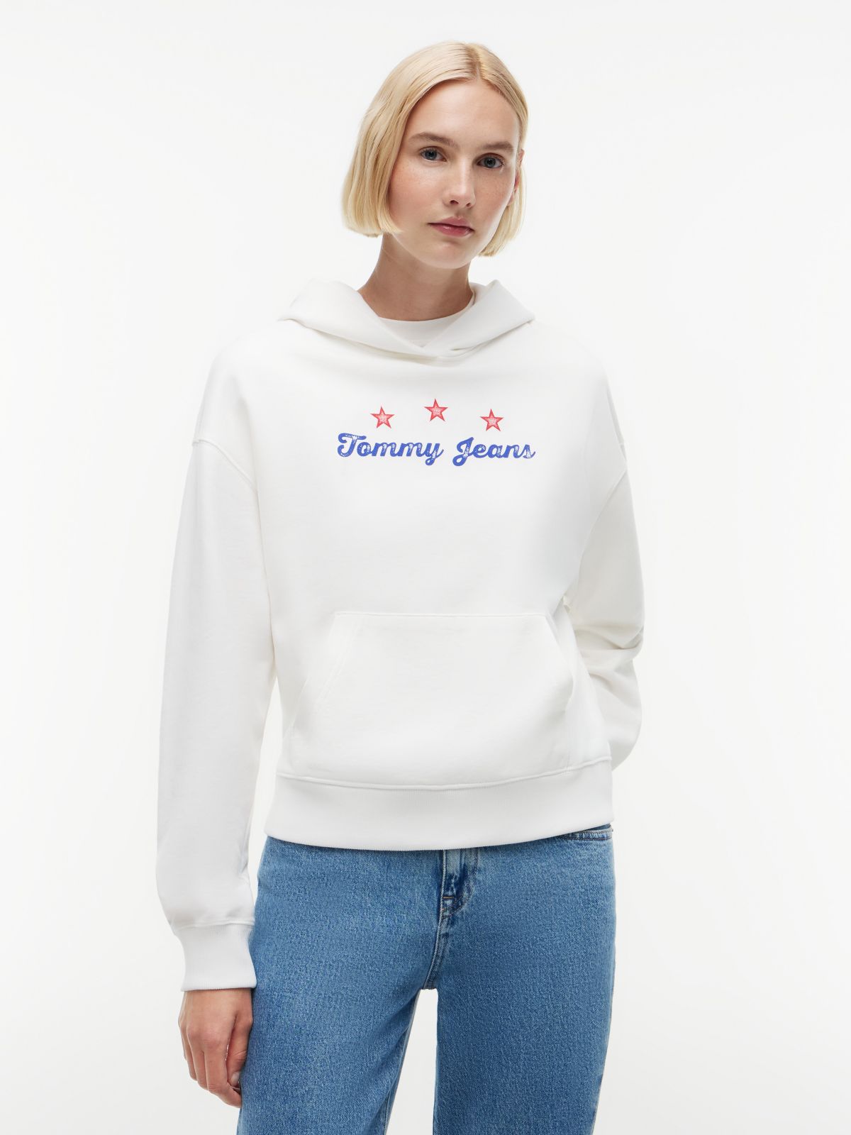 Tommy Jeans Boxy Star Logo Sweatshirt — Ecru