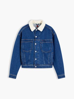Женская куртка Tommy Jeans Teddy Denim, цвет: Тёмный джинсовый — фото 5