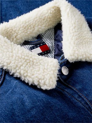 Женская куртка Tommy Jeans Teddy Denim, цвет: Тёмный джинсовый — фото 6