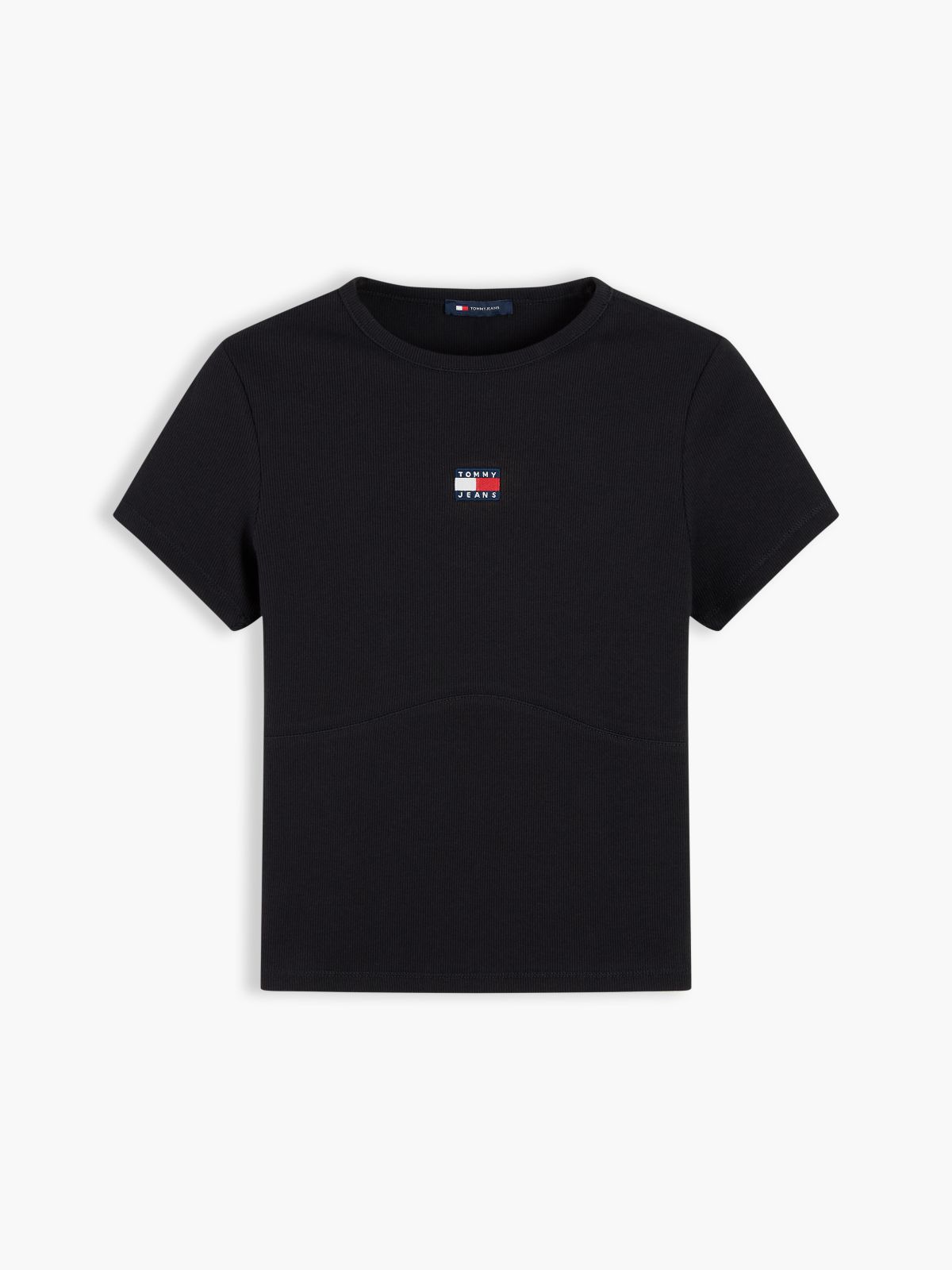 Tommy Jeans Ribbed Crewneck T-Shirt — Black