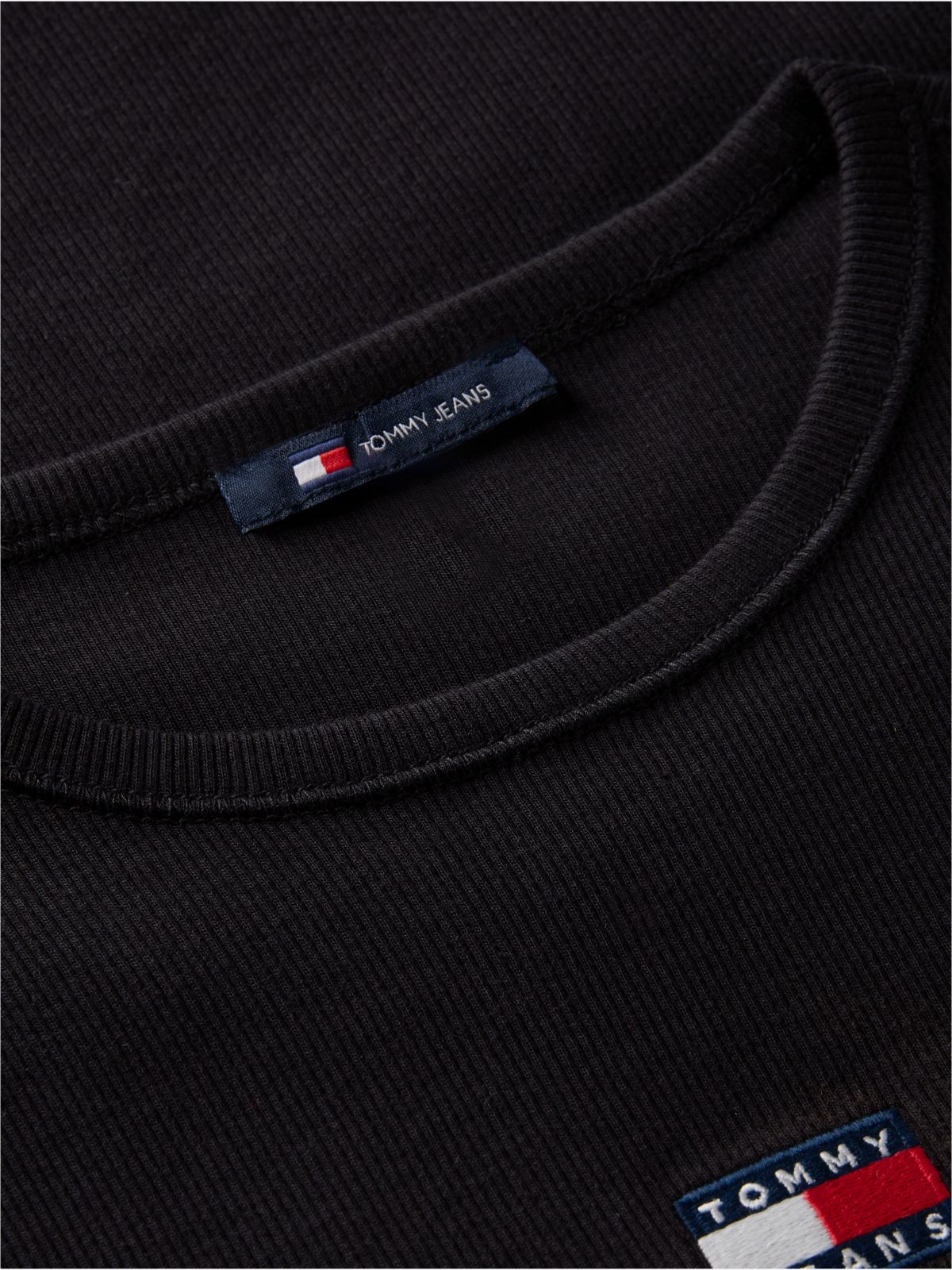 Tommy Jeans Ribbed Crewneck T-Shirt — Black