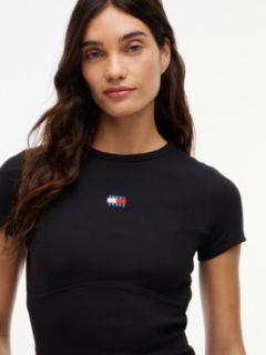 Tommy Jeans Ribbed Crewneck T-Shirt — Black 3