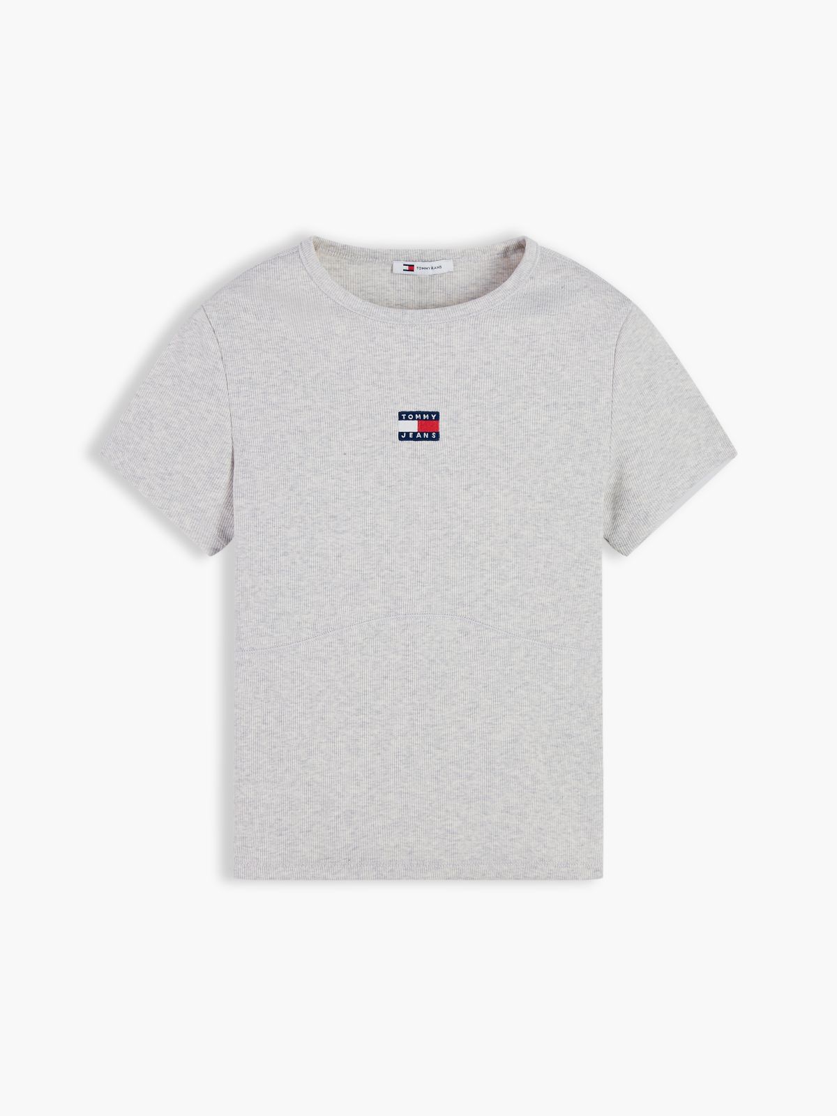 Tommy Jeans Ribbed Crewneck T-Shirt — Ice Grey Heather