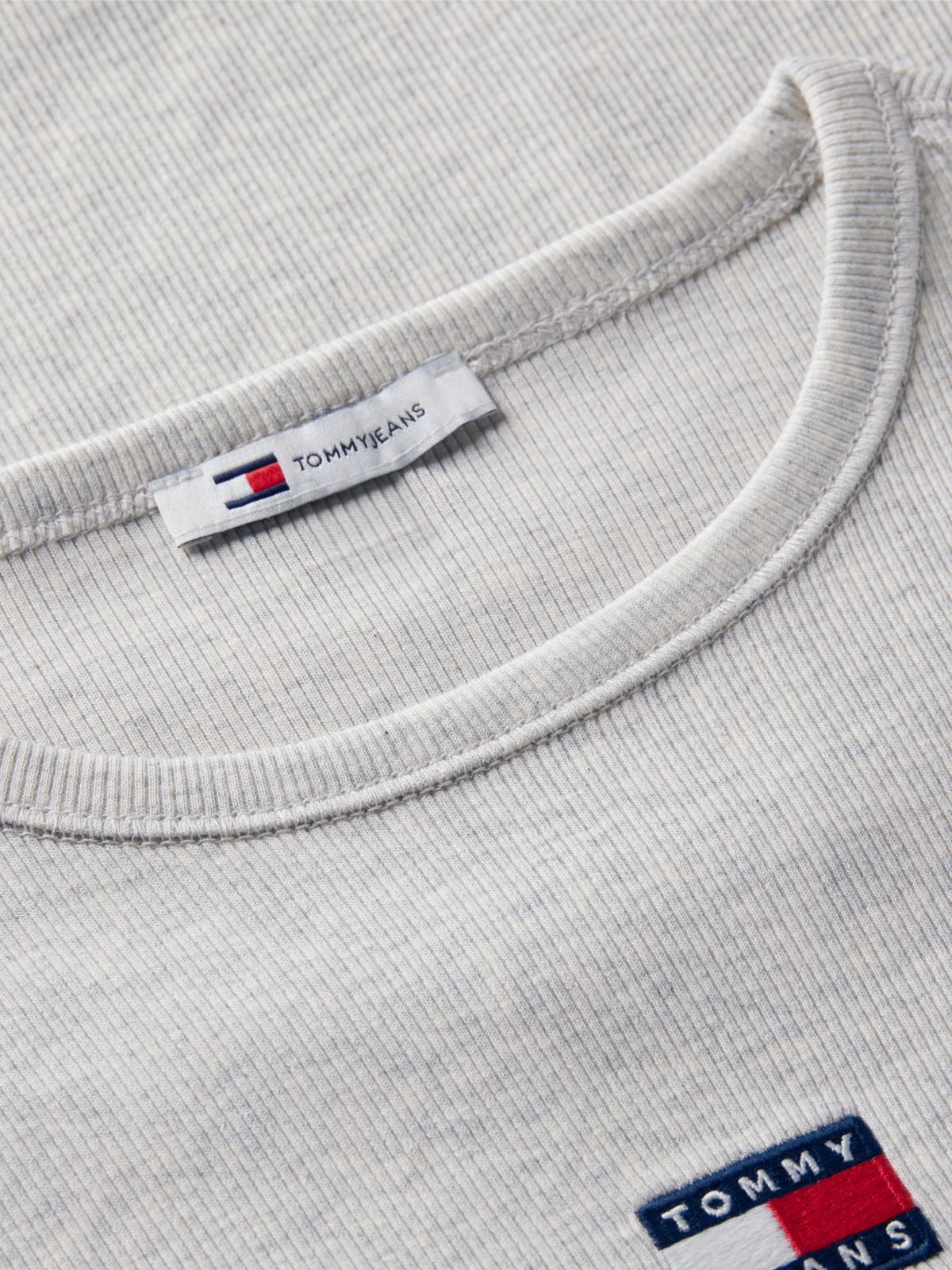 Tommy Jeans Ribbed Crewneck T-Shirt — Ice Grey Heather