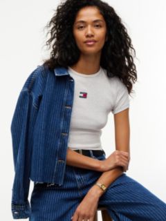 Tommy Jeans Ribbed Crewneck T-Shirt — Ice Grey Heather 3
