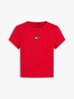 Tommy Jeans Ribbed Crewneck T-Shirt — Lavish Red 5
