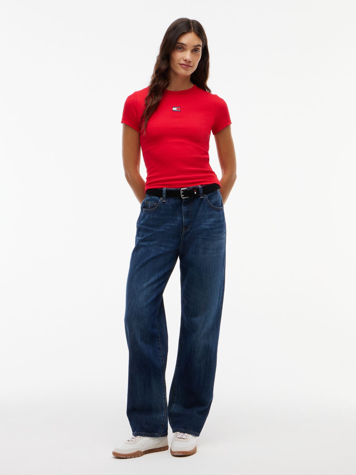 Tommy Jeans Ribbed Crewneck T-Shirt — Lavish Red