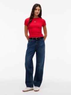 Tommy Jeans Ribbed Crewneck T-Shirt — Lavish Red 2