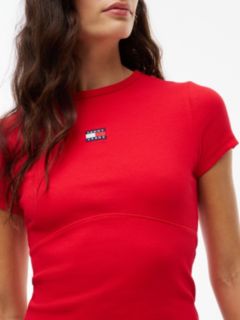 Tommy Jeans Ribbed Crewneck T-Shirt — Lavish Red 3