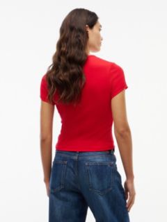 Tommy Jeans Ribbed Crewneck T-Shirt — Lavish Red 4