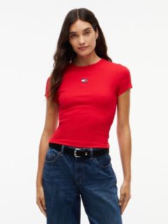 Tommy Jeans Ribbed Crewneck T-Shirt — Lavish Red 1