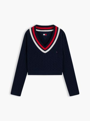 Женский свитер Tommy Jeans Cable Knit Cricket, цвет: Тёмный синий — фото 5