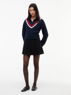 Tommy Jeans Cable Knit Cricket Sweater — Navy 2