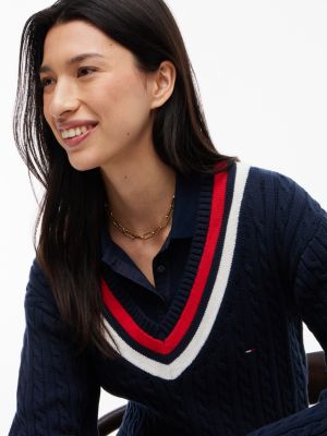Женский свитер Tommy Jeans Cable Knit Cricket, цвет: Тёмный синий — фото 3