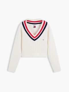 Tommy Jeans Cable Knit Cricket Sweater — Off White 5