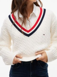 Tommy Jeans Cable Knit Cricket Sweater — Off White 3
