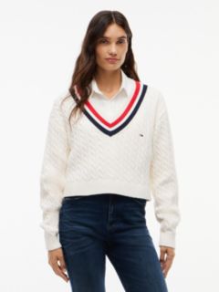 Tommy Jeans Cable Knit Cricket Sweater — Off White 1