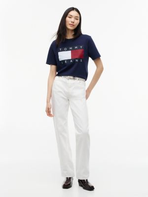 Женская футболка Tommy Jeans Big Flag Logo Boxy, цвет: Тёмный синий — фото 2