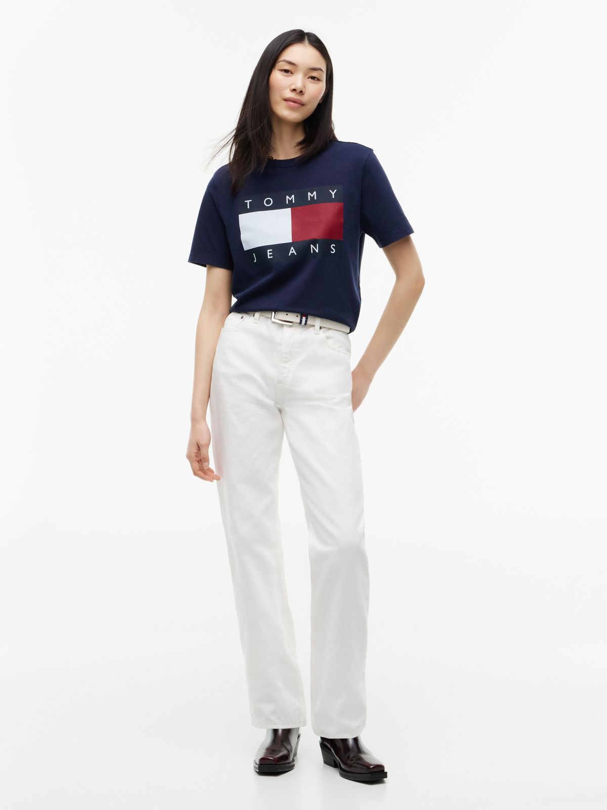 Tommy Jeans Big Flag Logo Boxy T-Shirt — Dark Blue