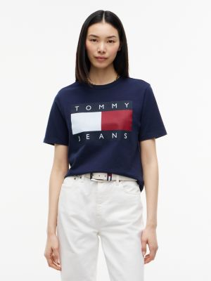 Tommy Jeans Big Flag Logo Boxy T-Shirt, Dark Blue
