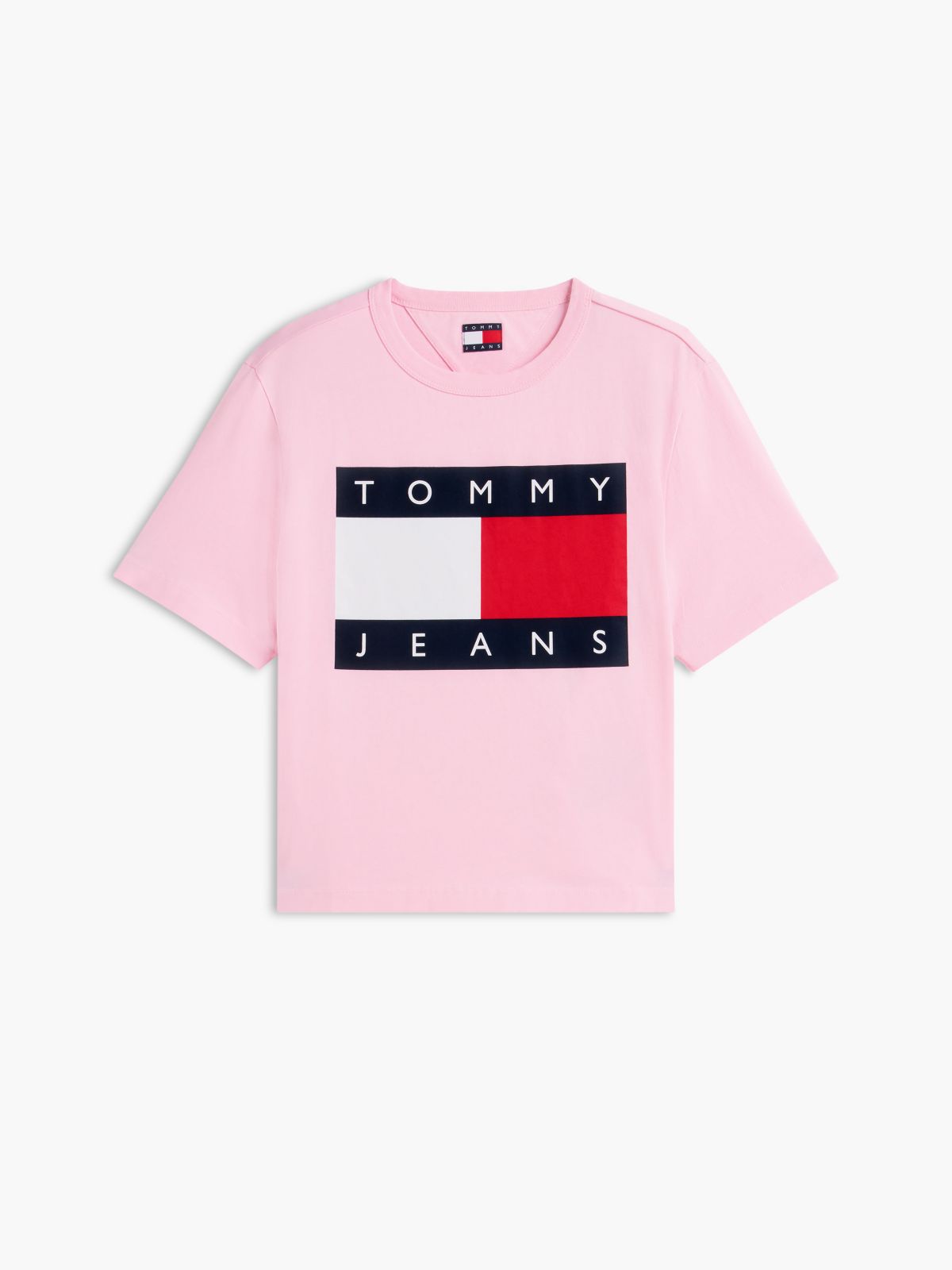 Tommy Jeans Big Flag Logo Boxy T-Shirt — Pink Sugar